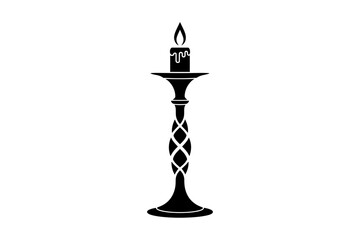 Candlestick with burning candle vector illustration