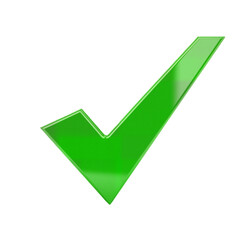 Bold Green Checkmark with Sharp Edges Against White Background, Symbolizing Approval, Success, and Positivity