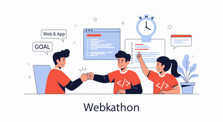 Innovative Web Development Team Participating In Collaborative Online Hackathon
