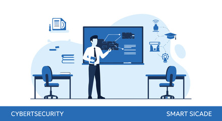Lecturer Explaining Cyber Network Architecture During Computer Science Training