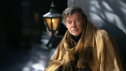 A compassionate man offers a coat on a deserted street