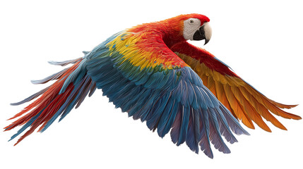 Obraz premium Scarlet Macaw Parrot in Flight Isolated on Transparent Background 