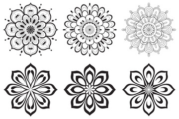 Elegant Floral Mandalas Intricate Vector Designs for Coloring Books and Creative Projects Featuring Symmetrical Patterns and Botanical Elements