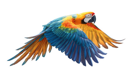 Fototapeta premium Scarlet Macaw Parrot in Flight Isolated on Transparent Background 