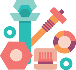 Pastel Nuts and Bolts Icon – Tool Vector for Hardware, Repair, or Construction App