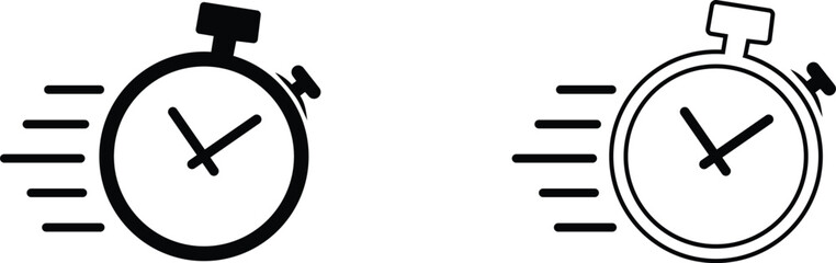 quick Icon set, Countdown timer and stopwatch Symbol isolated one transparent background. vector illustration. 