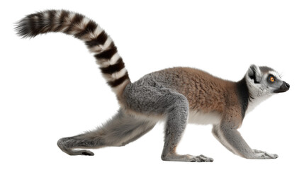 Fototapeta premium Ring-Tailed Lemur Isolated on Transparent Background 