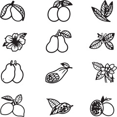 Mango Black Line Editable Icons set