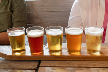 Enjoy a delightful Craft Beer Flight featuring a variety of unique styles and stunning colors