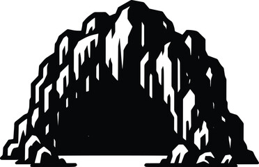 Mountain cave silhouette vector illustration isolated on a white background