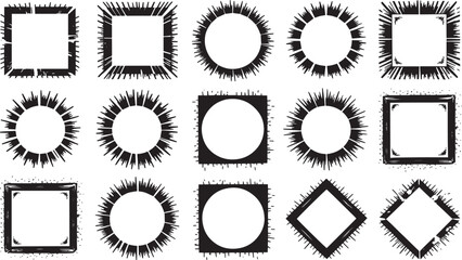 Collection of Vintage Sunburst and Geometric Frames Perfect for Design Projects