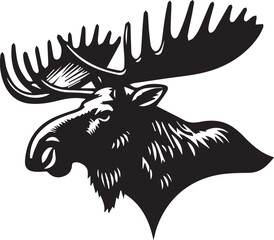 Moose Vector In Black and White