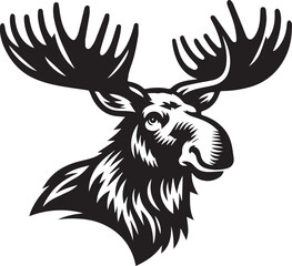 Moose Vector In Black and White