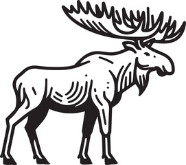 Obraz premium Moose Vector In Black and White