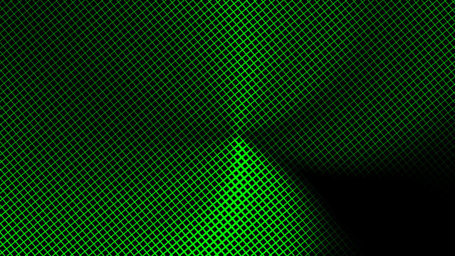 Abstract green grid pattern on a black background with a light gradient, creating a digital and futuristic aesthetic