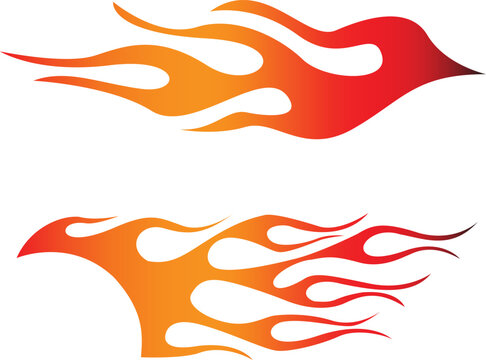 Racing flame car sticker tribal fire flame car decal fire tattoo vector art for car sides and motorcycle tanks, Vector Illustration
