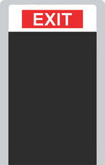 Red "EXIT" sign on a dark gray rectangular background, indicating a way out.