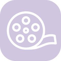 Flat Style Film Reel Icon on Light Purple Background