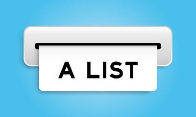 White coupon banner with word a list from machine on blue color background