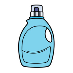 Light blue laundry detergent bottle with simple design. Standing upright against a plain white background.