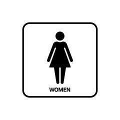 Toilet sign wc women illustration template, Female sign symbol vector for toilet, restroom, and public places