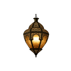 Obraz premium Traditional Islamic Ramadan lantern glowing with warm light, isolated on transparent background—perfect for festive decor, religious celebrations, and spiritual design themes.