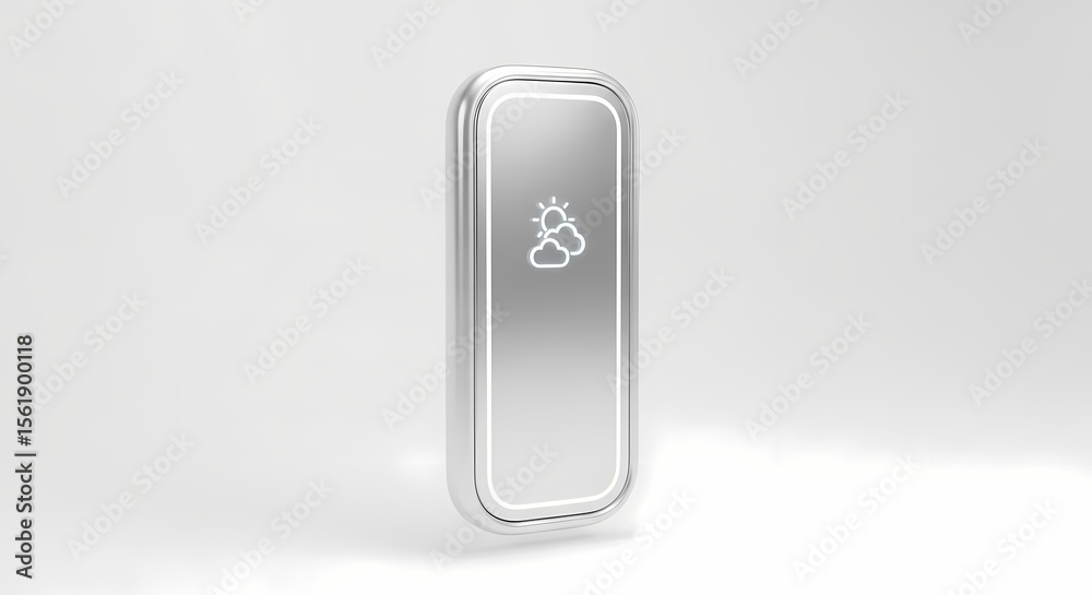 Fototapete a metallic silver rectangular button with a weather icon.