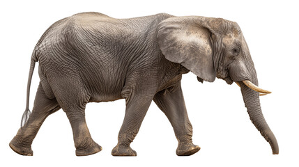 Obraz premium African Elephant Walking Isolated on Transparent Background