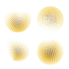 Contemporary set of halftone rounded 3d figures.