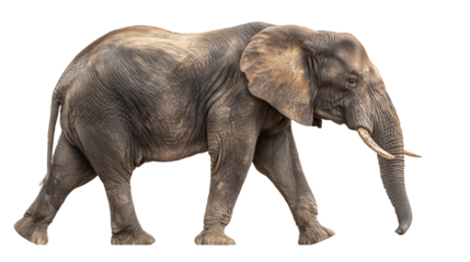 African Elephant Walking  Isolated on Transparent Background

