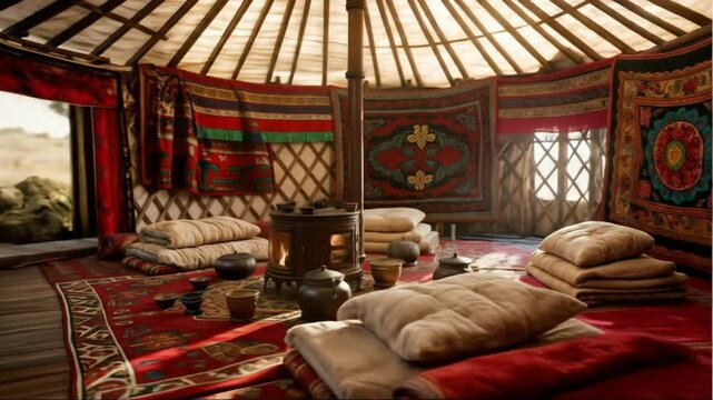 El interior de un ger mongol 