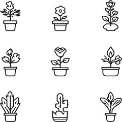 Snapdragon Black Line Editable Icons set