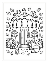 Whimsical Cozy House Coloring Book for Kids and Adults.