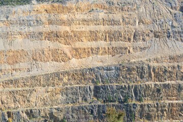 Close-Up of Open Pit Mining Site Showing Excavation Details