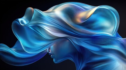 Abstract female profile with flowing fabric