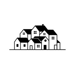 Cottage Cluster Illustration: A captivating illustration of a charming cluster of diverse cottages.