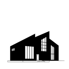 Modern Architectural Silhouette: A striking black silhouette of a contemporary house, featuring sharp angles and sleek lines, perfectly embodies modern architectural design.