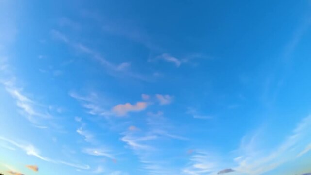 Timelapse of a bright blue sky with fluffy white clouds slowly drifting by. No birds, no sun glare. Clean and minimalistic, perfect for background or visual overlay use.