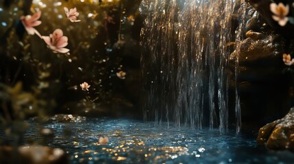 Water flowing in an enchanted forest