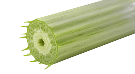 Close up cross section of green plant stem showing internal structure and detail