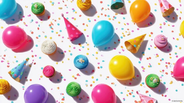 2D illustration of kids party pack items