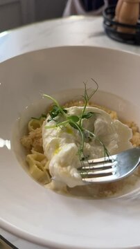 burrata Mozzarella di Bufala Pasta poached-egg herbs Pasta carbonara and poach egg and chicken