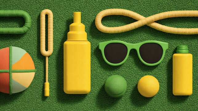 2D illustration of outdoor play essentials