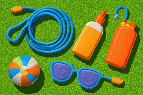 2D illustration of outdoor play essentials