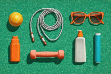 2D illustration of outdoor play essentials