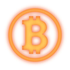 Red Glowing Bitcoin Symbol – Neon Cryptocurrency Icon Vector on Transparent Background
