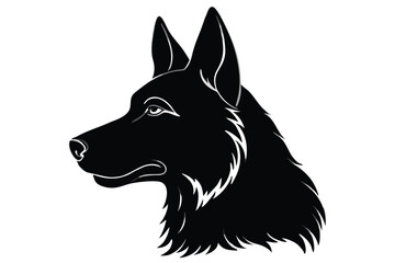 Black and white German Shepherd puppy vector illustration sitting on an isolated white background