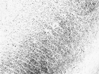Halftone background.  Radial halftone grunge texture with fading effect. halftone random circle dots raster texture. Grunge circular stain. Vector design element  