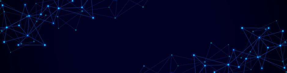 Abstract technology background with connecting the dots and lines. Global network connection, internet technology and digital communication concept