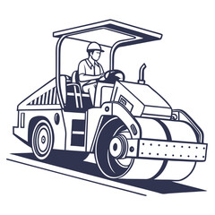 Fototapeta premium Silhouette of Road Paver Machine Isolated on White 